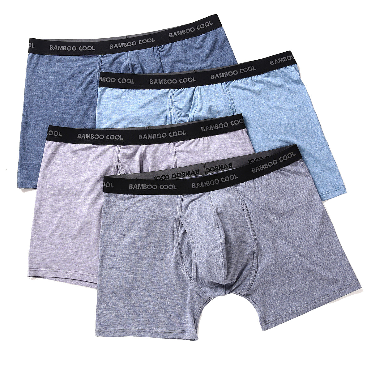 Men's Boxer Briefs,Comfortable Bamboo Viscose Underwear,Moisture Wicking  and Breathable,4 Pack,M-XXL